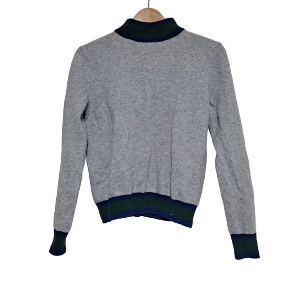 Central Park West Cashmere Sweater Woman Size Small Jumper Soft Gray Blue Stripe - Picture 1 of 9